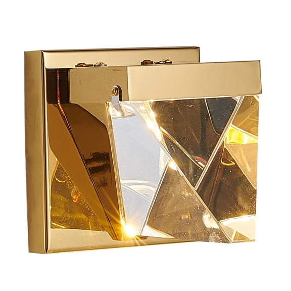 Bethel Clear Triangular Crystal Wall Sconce With Brass Iron Frame
