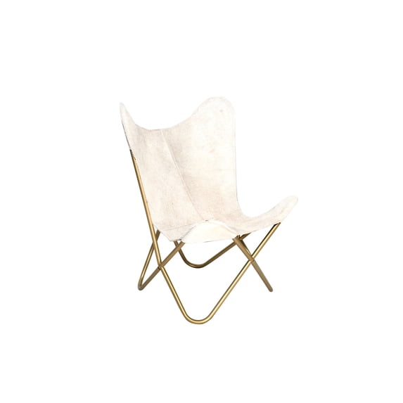 Design Living L31'' Gold Stainless Steel Chair with Grey and White Hairline Leather