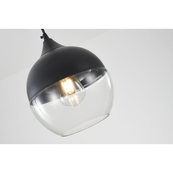 Design Living 1-Light D7'' Matte Black Single Pendant Light with a Clear Glass Shade