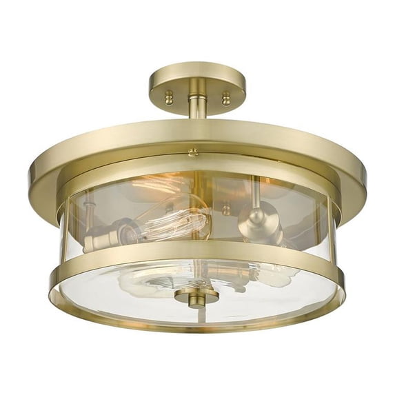 Bethel International Semi Flush Mount Gold Metal & Glass