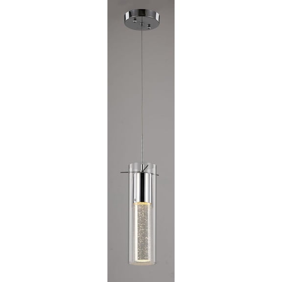 Bethel International Single Pendant Lighting Chrome Metal & Glass