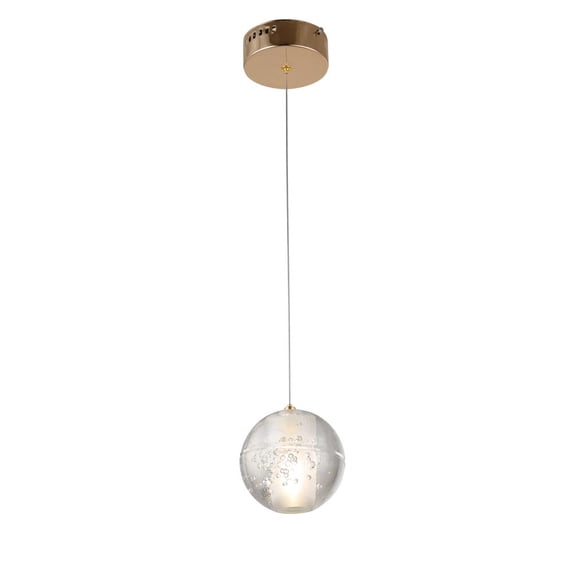 Bethel International Single Pendant Lighting Gold Metal & Crystal