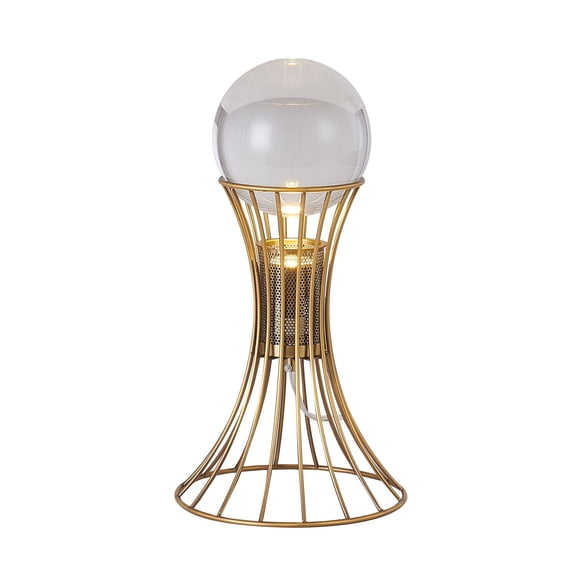 Bethel An Antique Brass Metal Frame Table Lamp With Clear Crystal Ball
