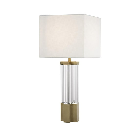Bethel International Table Lamp Antique Brass Metal & Crystal