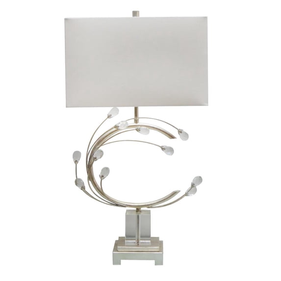 Bethel International Table Lamp Silver Metal & Crystal