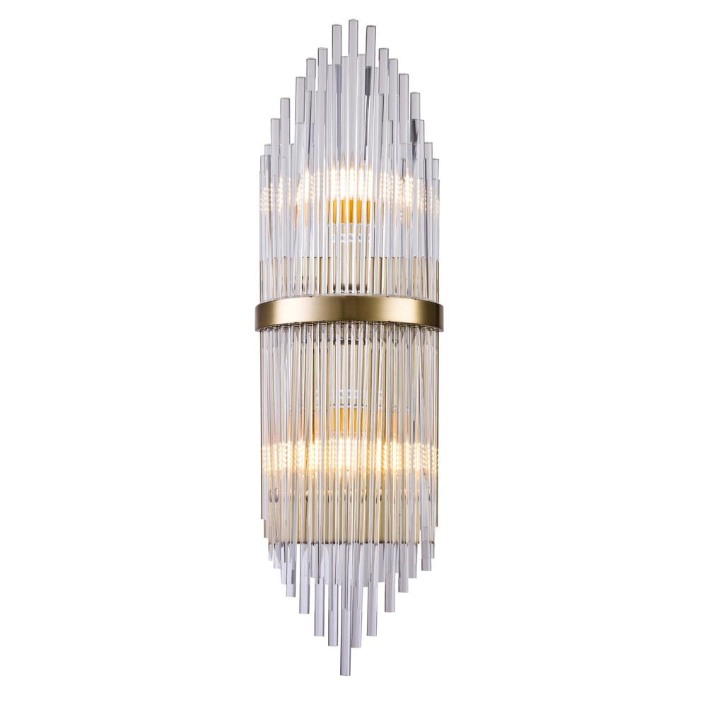 Antique Brass and Clear Glass Dimmable Wall Sconce