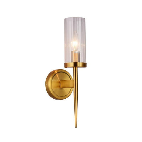 Bethel International Wall Sconce Antique Brass Metal & Glass