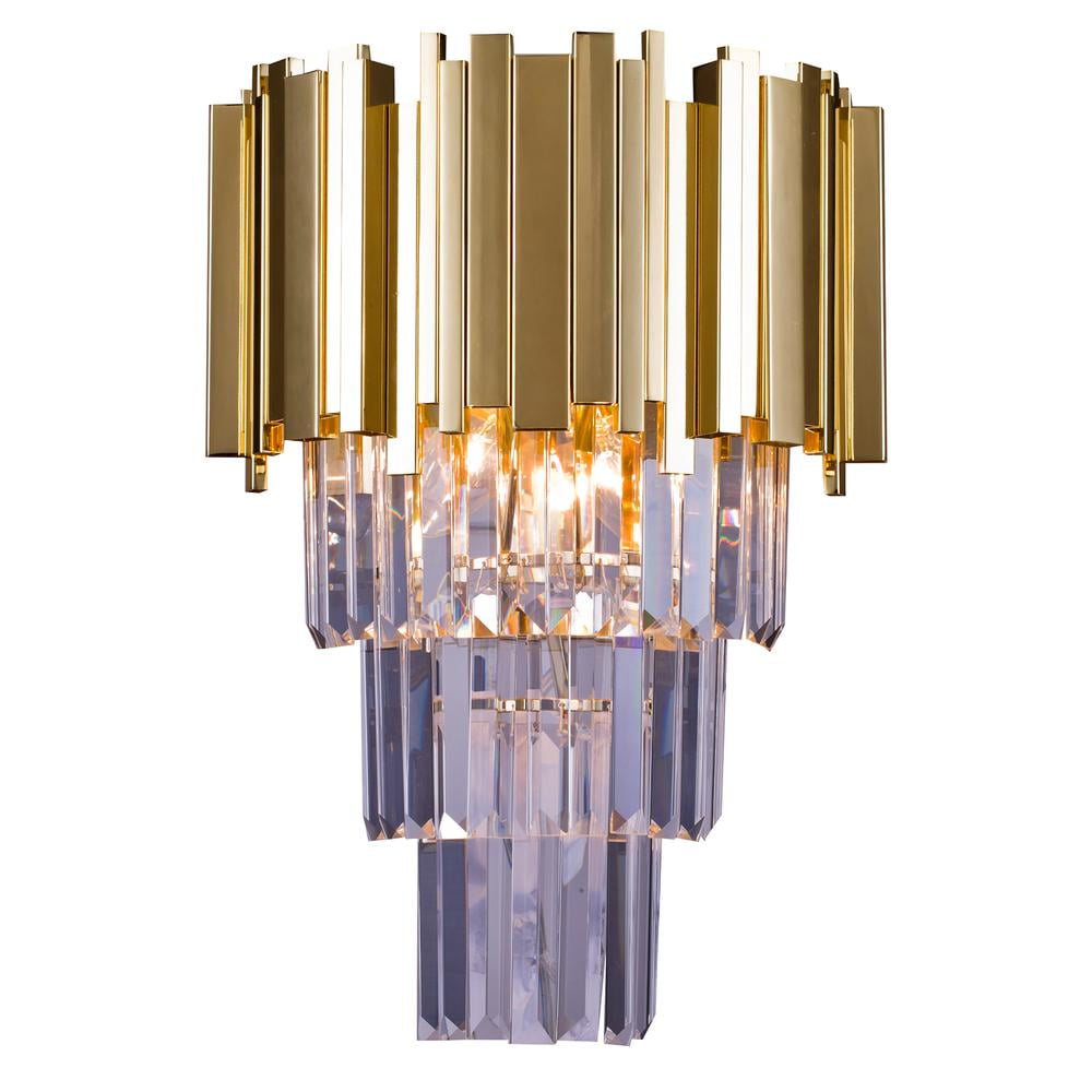 Bethel International Wall Sconce Gold Metal & Crystal