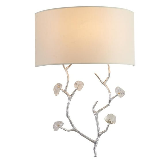 Bethel International Wall Sconce Silver Metal & Glass & Fabric