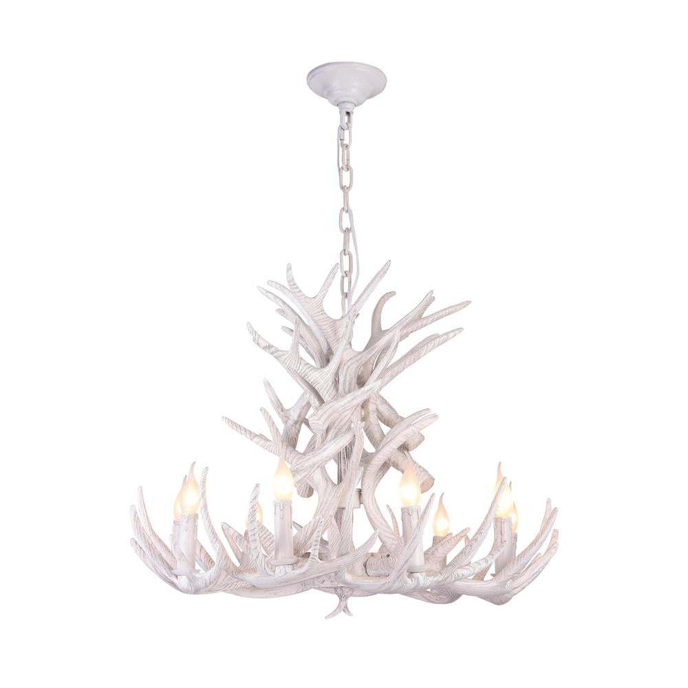 White Faux Antler 39'' Chandelier with LED Lights