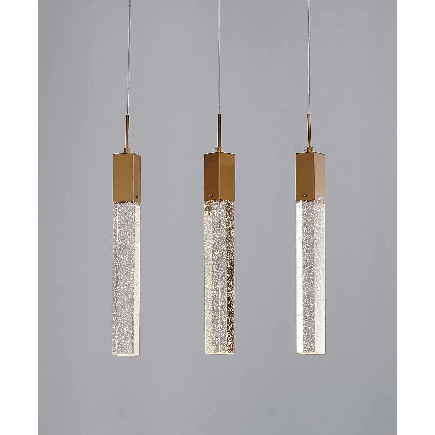 Crystal Bubble Block Gold & Matte Black LED Island Light