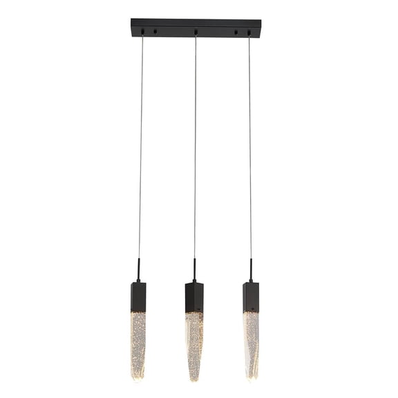 Bethel International Island Lighting Matte Black Metal & Crystal