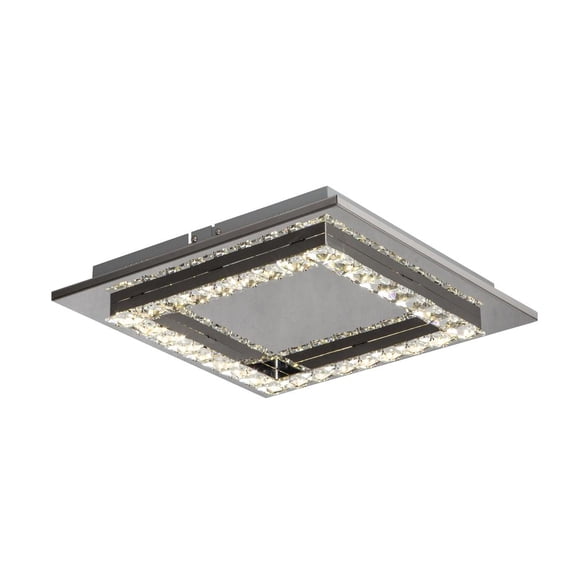 Bethel International LED Flush Mount Chrome Stainless Steel & Crystal