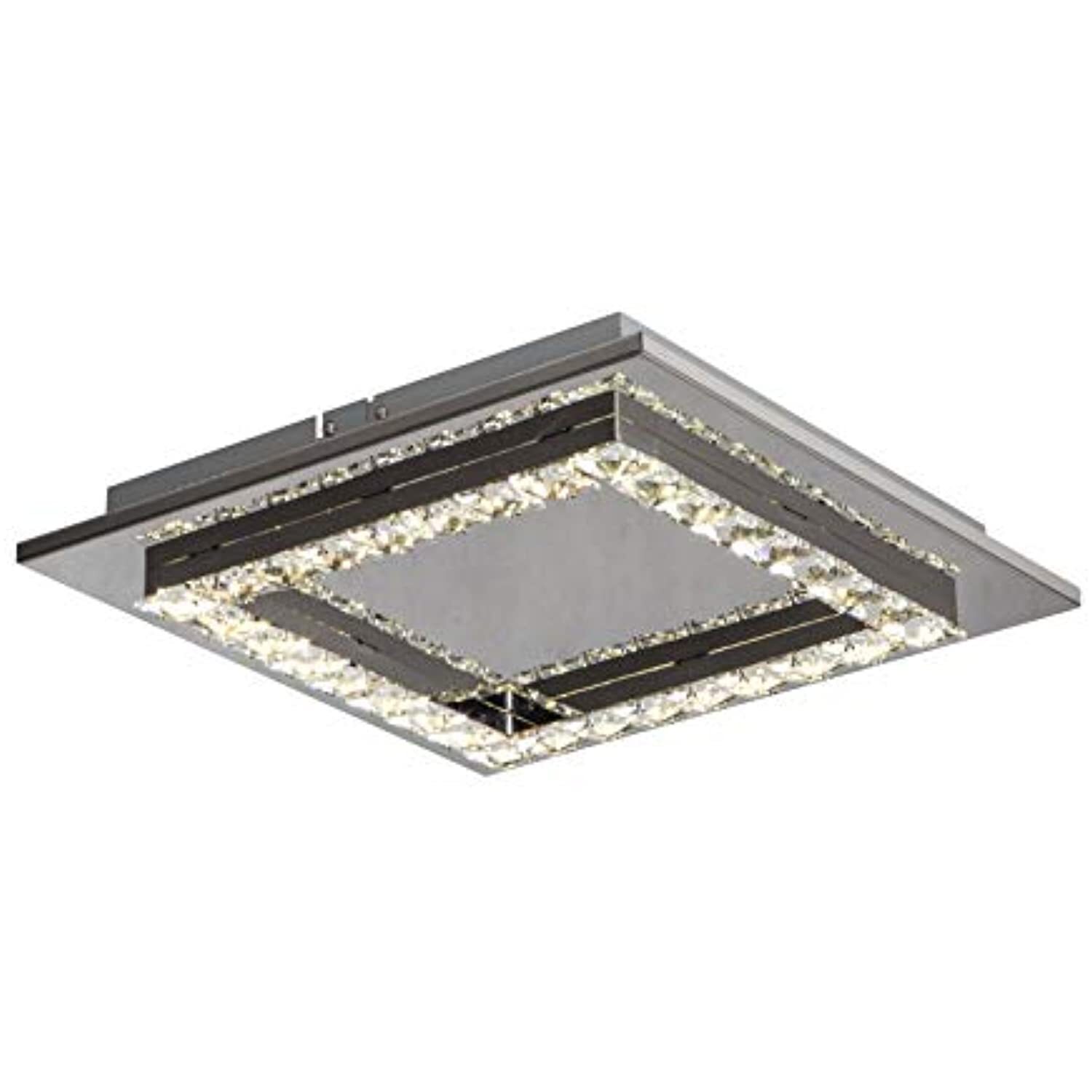 Square Crystal Chrome LED Flush Mount Light