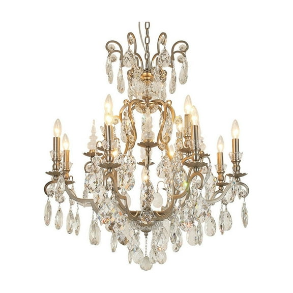 Bethel Pewter Metal Frame Chandelier With Clear Hanging Crystals