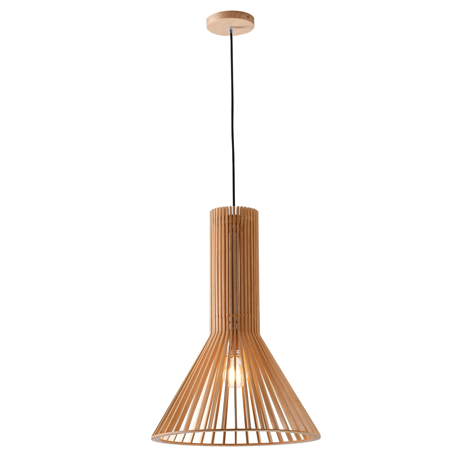 Bethel Wood Cage Frame 15.7" Modern Pendant Light