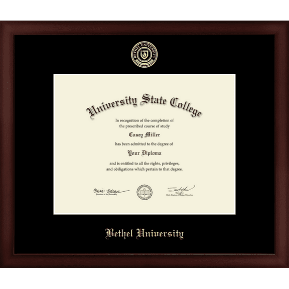 Bethel University at Indiana Diploma Frame, Document Size 11" x 8.5"