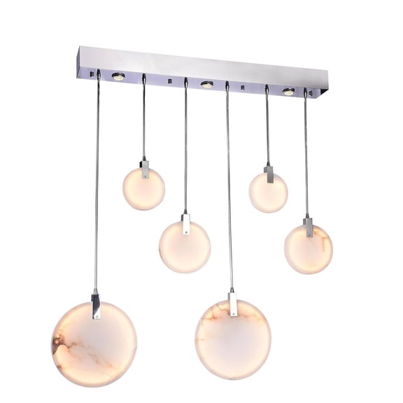 Bethel International LED Chandelier Chrome Stainless Steel & Marble