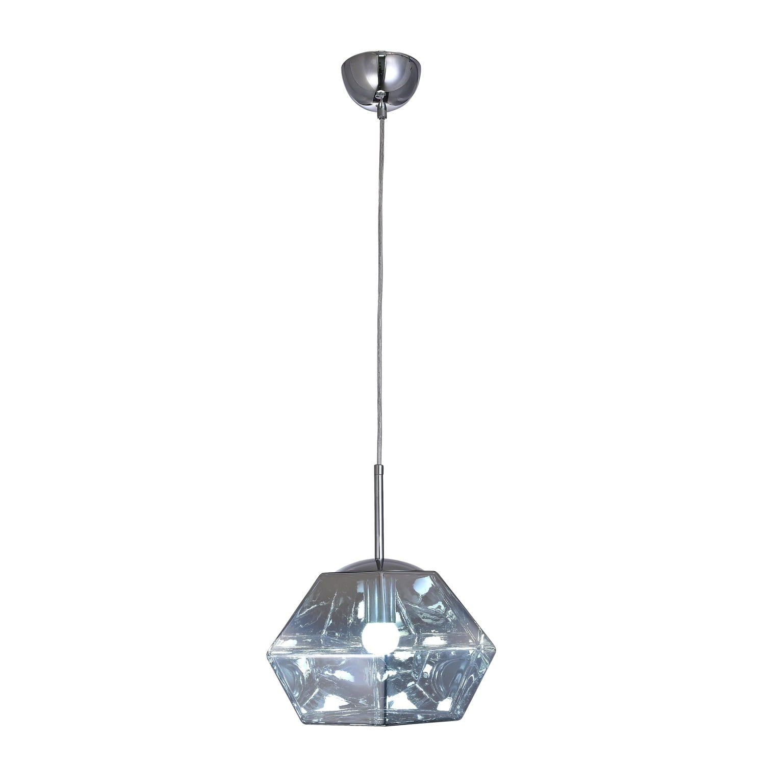 Bethel 11.8" Chrome Finish Contemporary Pendant Light with Clear Acrylic Shade