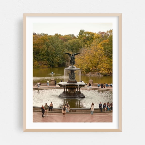 Bethesda Fountain, Central Park - New York New York Photography Oak Framed Wall Art Print 16 x 20 inches