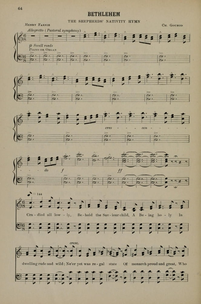 Bethlehem 1 Gounoud Christmas Carols & Hymns 1910 Canvas Art - (24 x 36)
