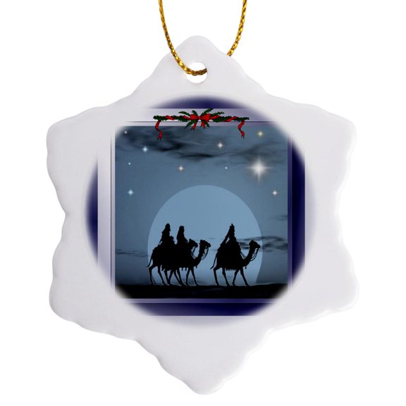 3drose, Bethlehem, 3 inch Snowflake Porcelain Ornament