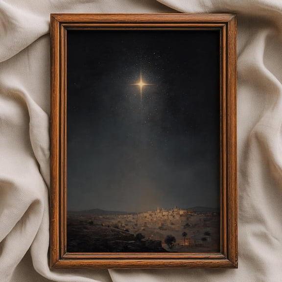 Bethlehem City Nativity Star Print, Christian Festive Wall Art, Winter Decor UNFRAMED PAPER POSTER