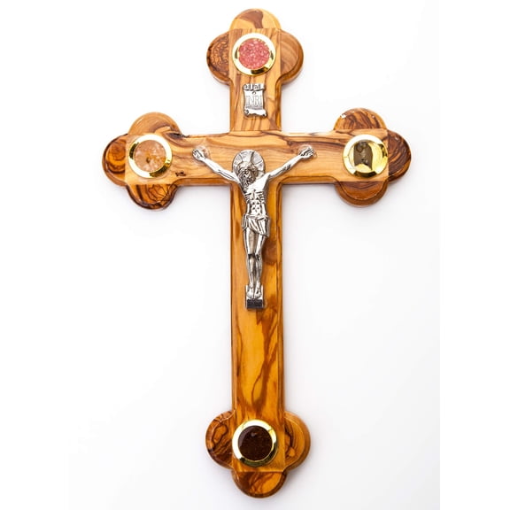 Bethlehem Gifts TM 7 Inch Decorative Olive Wood Wall Crucifix - Christian Religious Home Decor