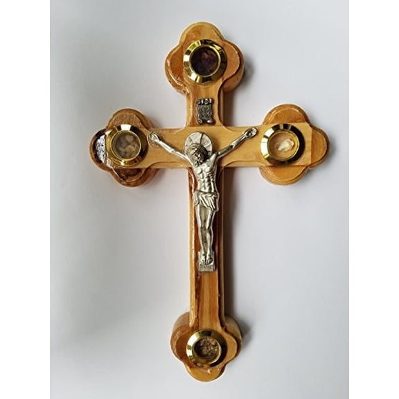 Wall Cross of Olive Wood with Crucifix Catholic from Jerusalem by Holy Land by Bethlehem Gifts TM
