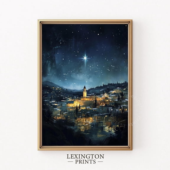 Bethlehem Nativity Star Vintage Wall Art, Unframed Paper Print Size 8x12