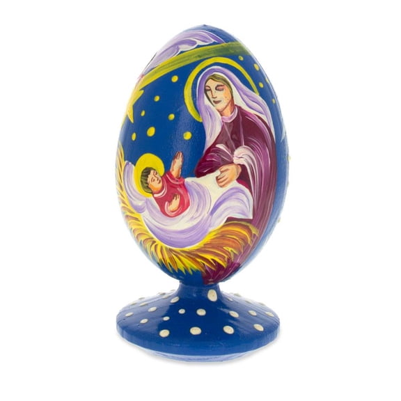 Bethlehem Star and Angel  Overlooking Jesus Wooden Christmas Ornament