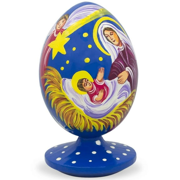 Bethlehem Star and Angel Overlooking Jesus Wooden Figurine