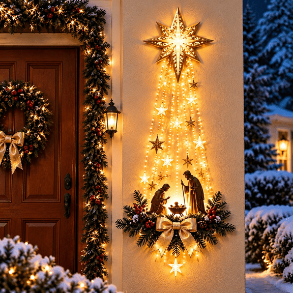 Bethlehem Star of Faith – Lighted Nativity Wall Decor, Glowing Christmas