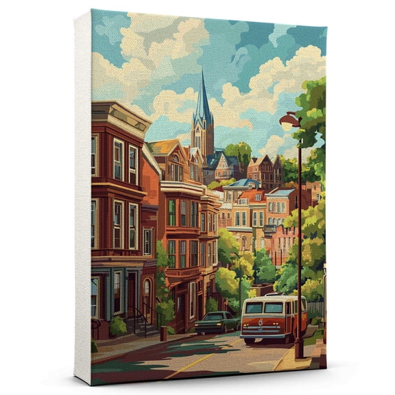 Bethlehem Travel Canvas, Vintage City Canvas Pennsylvania Canvas Wall Art, Bethlehem Canvas Colorful, Pennsylvania Picture Canvas - 104AZ129