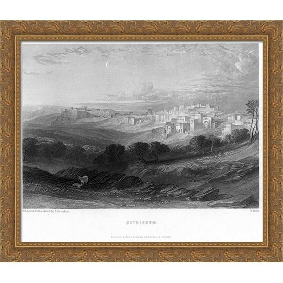 Bethlehem engraving by William Miller after Leitch 32x28 Large Gold Ornate Wood Framed Canvas Art by William Leighton Leitch
