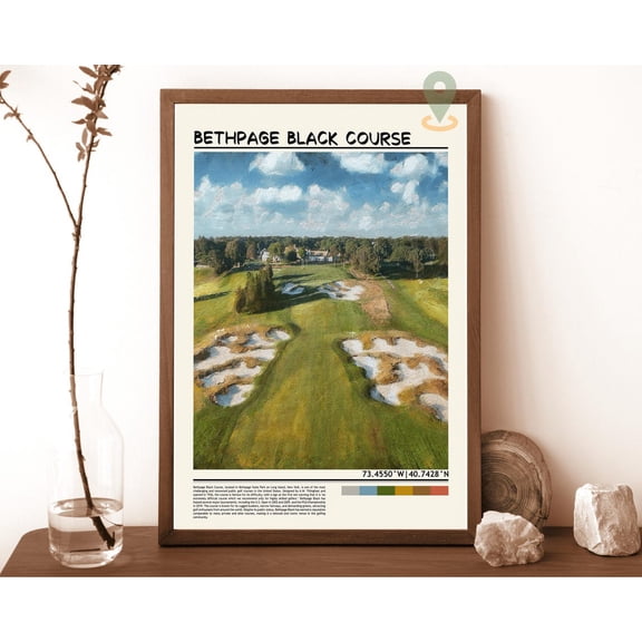 Bethpage Black Course Print, Bethpage Black Course Map, Bethpage Black Course Poster, Bethpage Black Golf Course, Bethpage Black Course Wall Art, Modern Wall Decor, 8x12 UNFRAMED