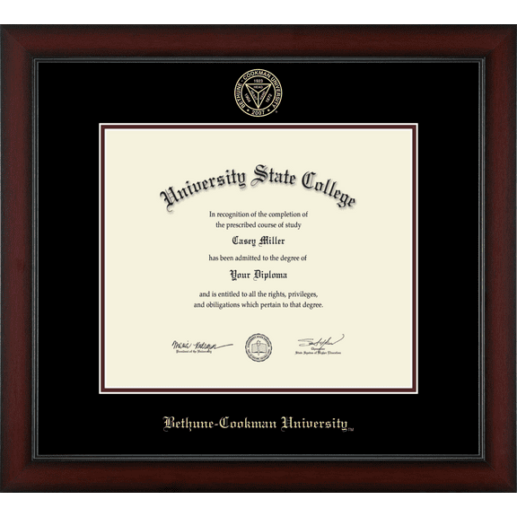 Bethune-Cookman University Diploma Frame, Document Size 13" x 11"