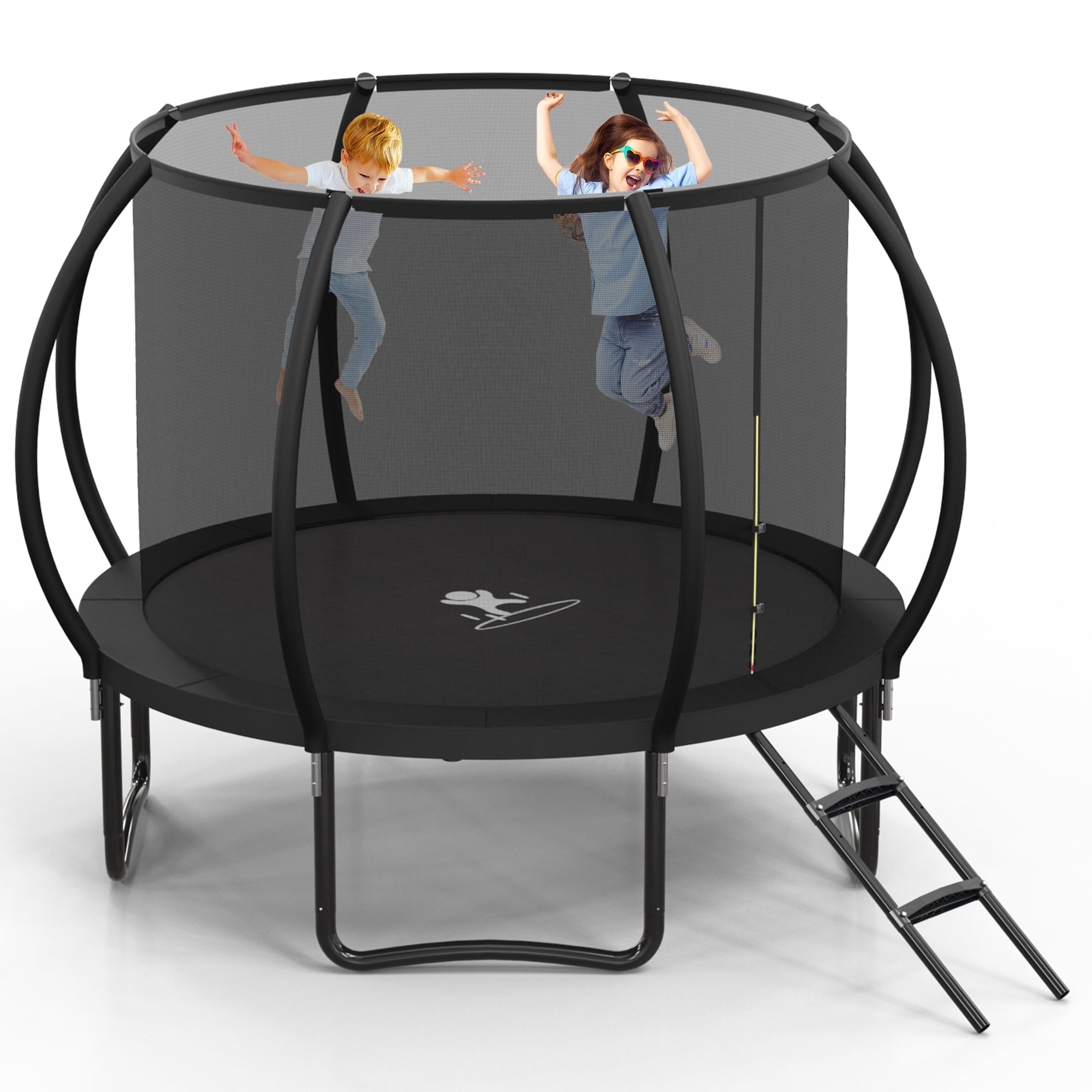 Betisef 10 FT Recreational Trampoline W/ Safety Enclosure Net – Indoor & Outdoor Use, Round Trampoline For Kids Black