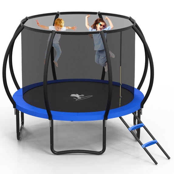 Betisef 10 FT Recreational Trampoline W/ Safety Enclosure Net – Indoor & Outdoor Use, Round Trampoline For Kids Blue