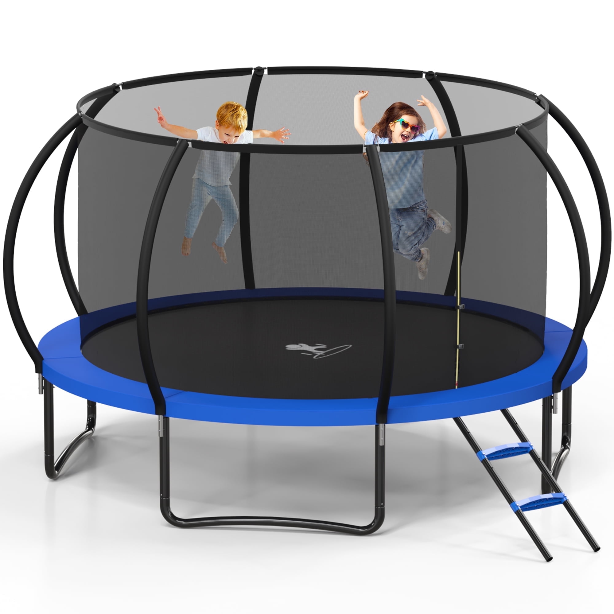 Betisef 12 FT Recreational Trampoline W/ Safety Enclosure Net – Indoor & Outdoor Use, Round Trampoline For Kids Blue