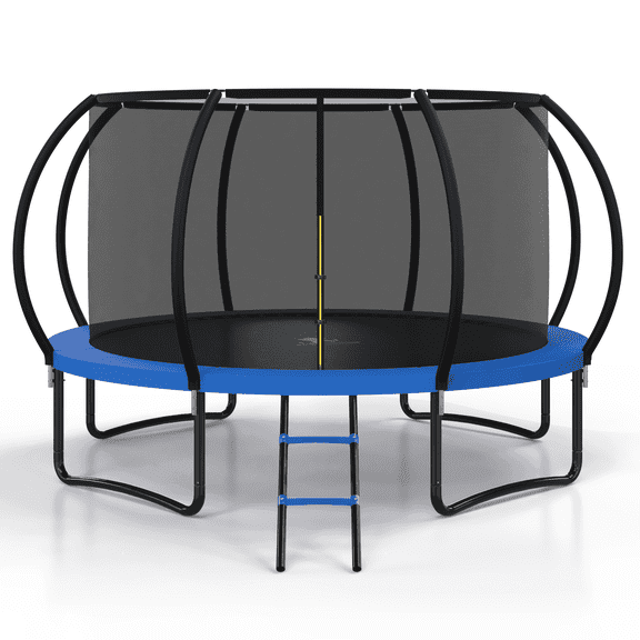 Betisef 12 FT Round Trampoline Outdoor W/ Safety Enclosure Net, Recreational Trampoline For Kids & Adults Blue