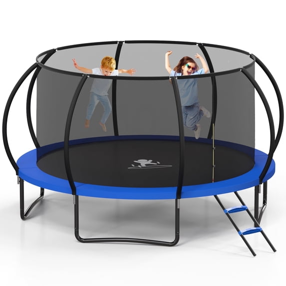 Betisef 14 FT Recreational Trampoline W/ Safety Enclosure Net – Indoor & Outdoor Use, Round Trampoline For Kids Blue