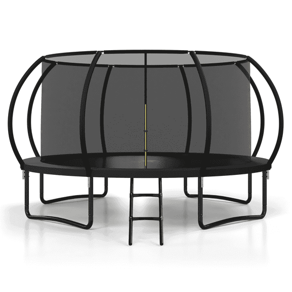 Betisef 14 FT Round Trampoline W/ Safety Enclosure Net – Outdoor Use, Recreational Trampoline For Kids Black