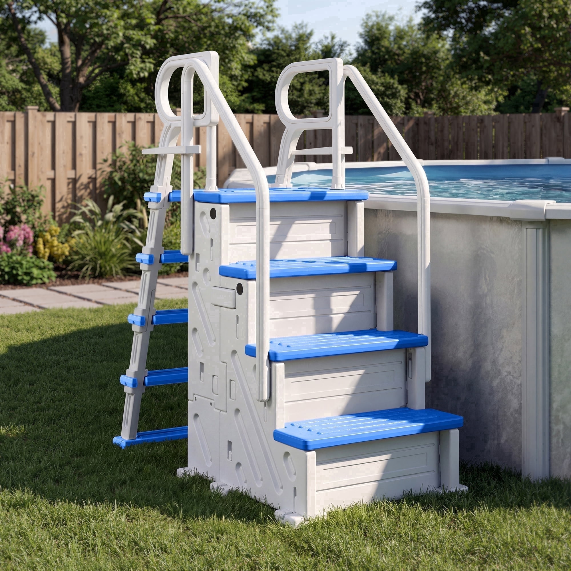 Betisef Pool Ladder above Ground, Heavy Duty 4-Step Pool Ladder with Dual Handrails and Non-Slip Steps, 500 LBS Load Capacity, for 46-58 Inch