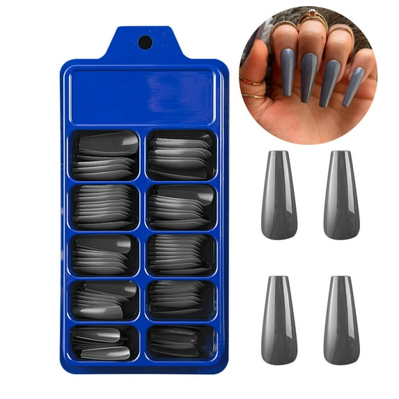 Betivan 100pc Long Coffin Press on Nails Matte Ballerina False Fake Nails Artifical Fingernails Acrylic Nail Tips Manicure Extension Decor for Women Girls