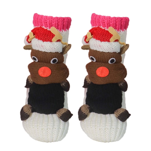 Betivan 3D Stereo Cartoon Anti-Slip Floor Socks - Thickened Winter Warm Christmas Gift Socks for Adults, Double-Knit Fuzzy Socks for Women & Men