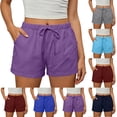 thumbnail image 1 of Betivan Casual Linen Shorts for Women Drawstring Elastic Waist Summer Comfy Lounge Short with Pockets, 1 of 5