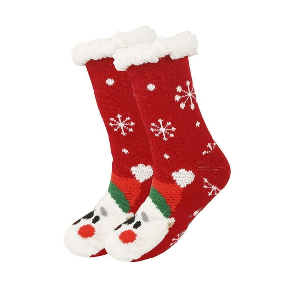 Betivan Christmas Slipper Socks For Women Men Fleece Lined Non Slip Grippers Crew Socks Winter Thick Warm Fuzzy Holiday Clothes