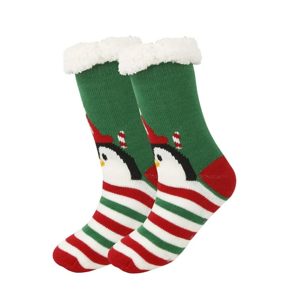 Betivan Christmas Slipper Socks For Women Men Fleece Lined Non Slip Grippers Crew Socks Winter Thick Warm Fuzzy Holiday Clothes