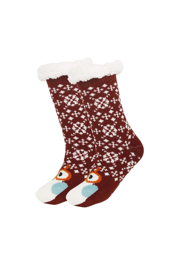 Christmas Slipper Socks For Women Men Fleece Lined Non Slip Grippers Crew Socks Winter Thick Warm Fuzzy Holiday Clothes